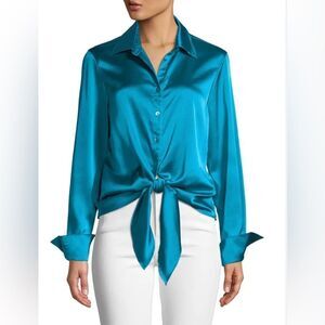 Finley Teal Satin Blouse